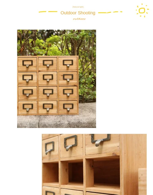 Vintage Wooden Storage Box Drawer Storage Cabinet Jewelry Box