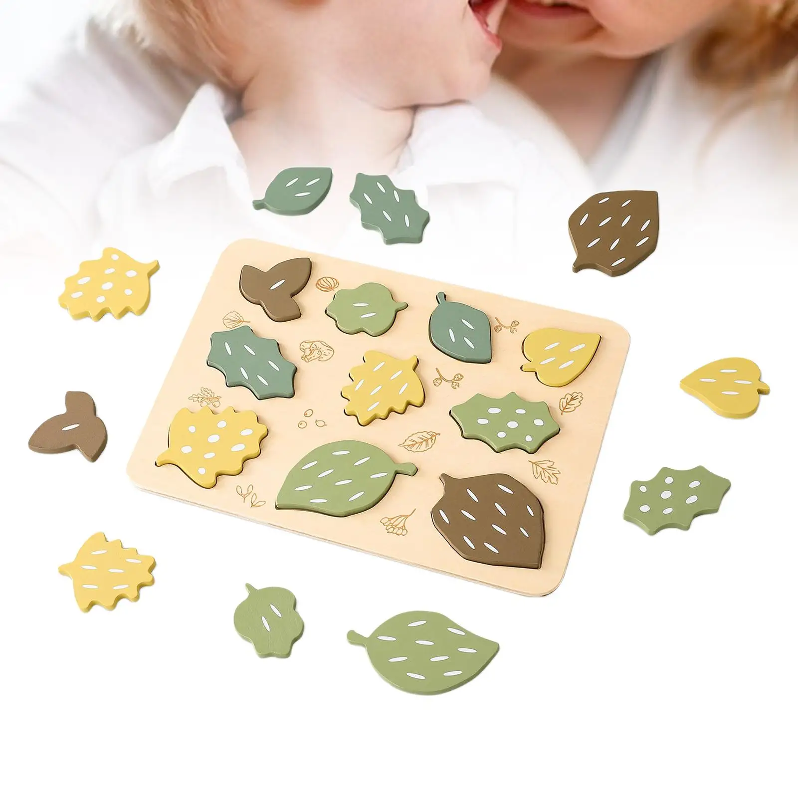 Leaf Jigsaw Puzzles Sorting Puzzle Montessori Colorful Shape Stacking Blocks for Preschool Toddlers Boys Kids Girls
