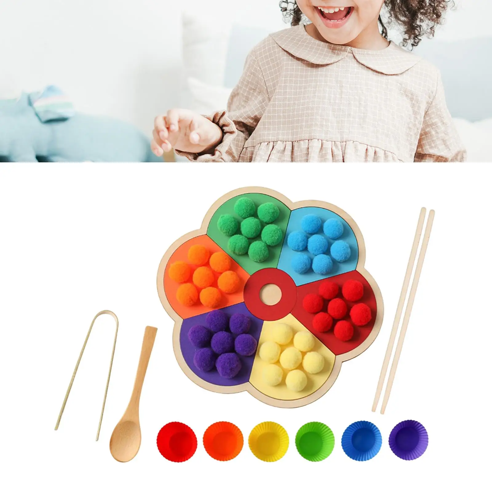 Rainbow Peg Board Sorter Game Sensory Toys Fine Motor Skill Counting Toys for Girls Gifts