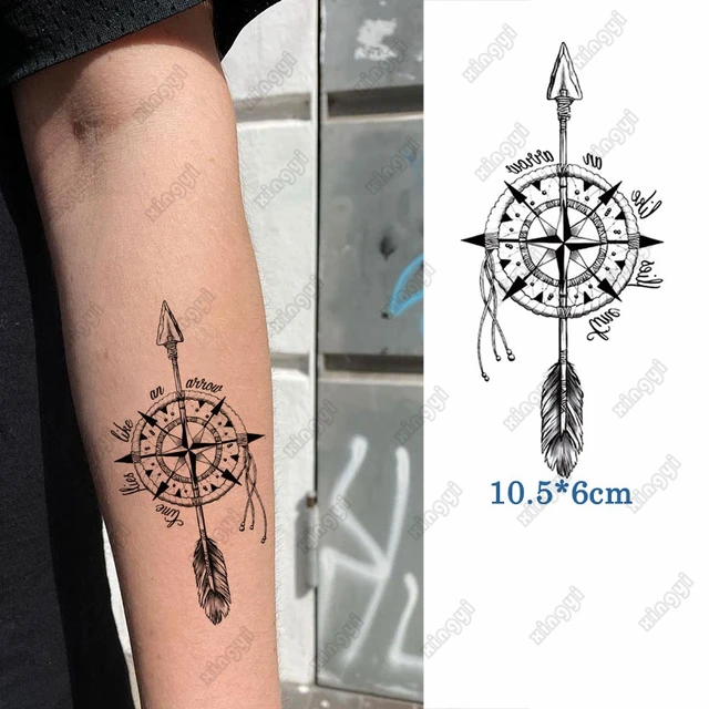 Arrows and Compass Waterproof Temporary Tattoo – Indolent Lynx