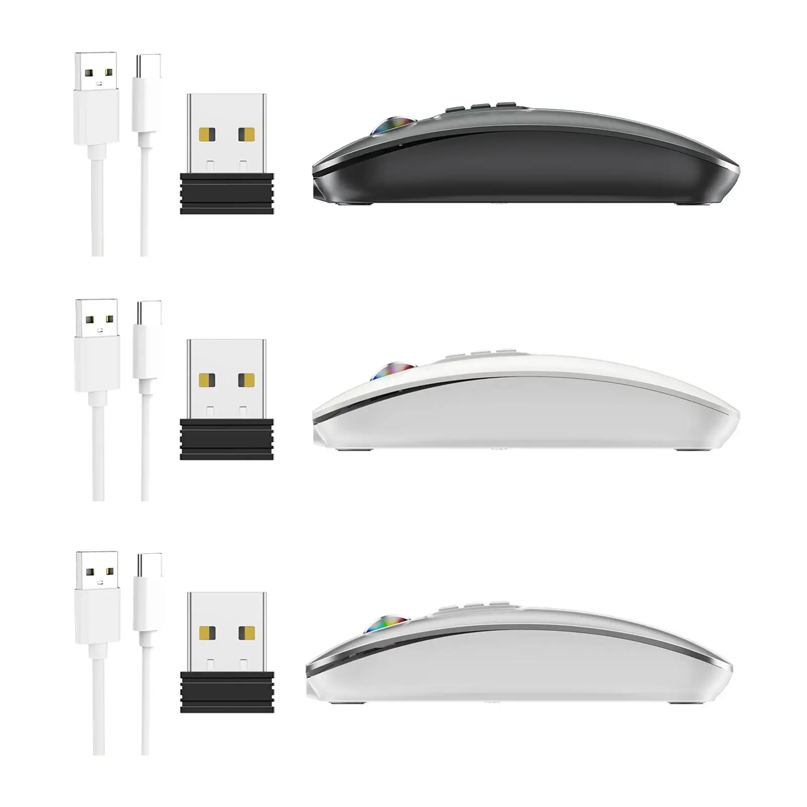 Optical Mice Silent DPI Button with USB Receiver Ergonomic Rechargeable Mini Mouse for Tablet PC Laptop