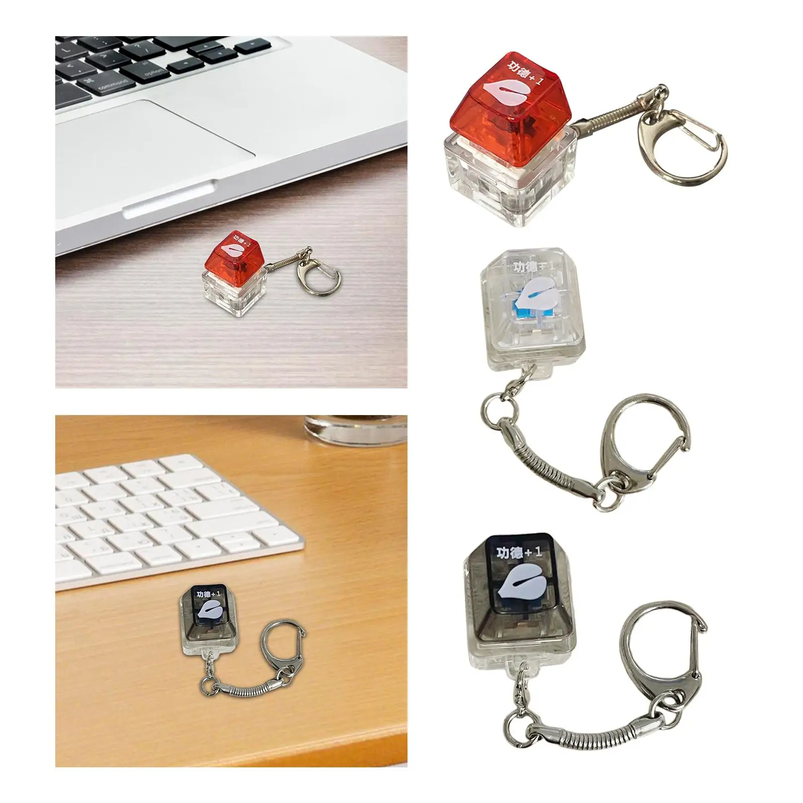 Keyboard Keychain with LED Light Backlight Key Caps Creative for Adults Kids Bag Keyring Compact Size Entertainment Key Chain