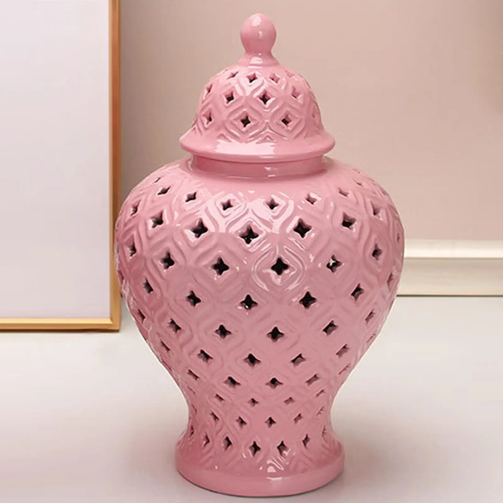 Traditional Ceramic Ginger Jar Flower Vase Storage Jar with Lid Floral Arrangement for Party Wedding Decoration Gift Collection