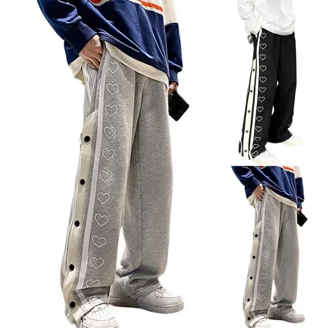 Hip Hop Basketball Pants Breasted Cool Side Slit Lace-up Mid Waist