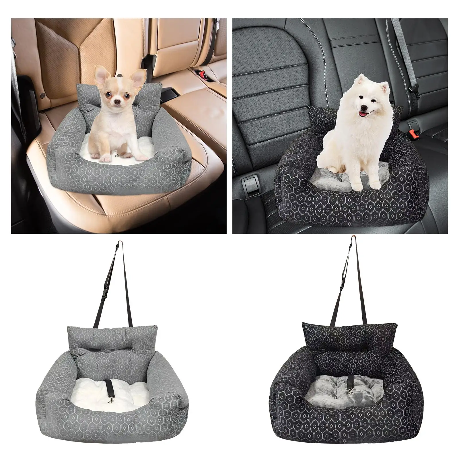 Dog Booster Seat Nest with Clip on Leash Car Transport Comfortable Dog Car Seat Kennel for Medium Dogs Puppy Supplies