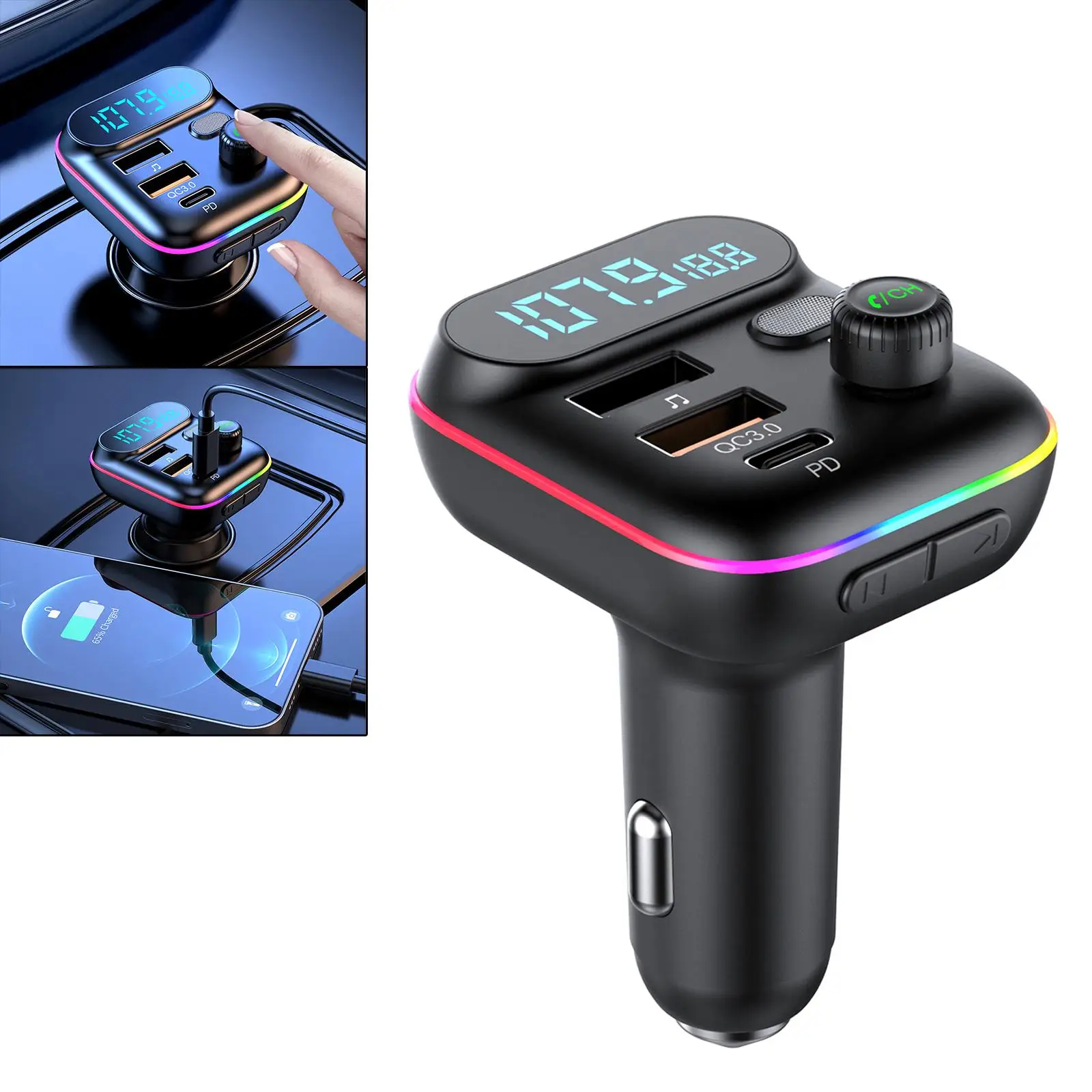 Bluetooth Car FM  PD20W USB.0 5V/3A TF Card Handsfree Call