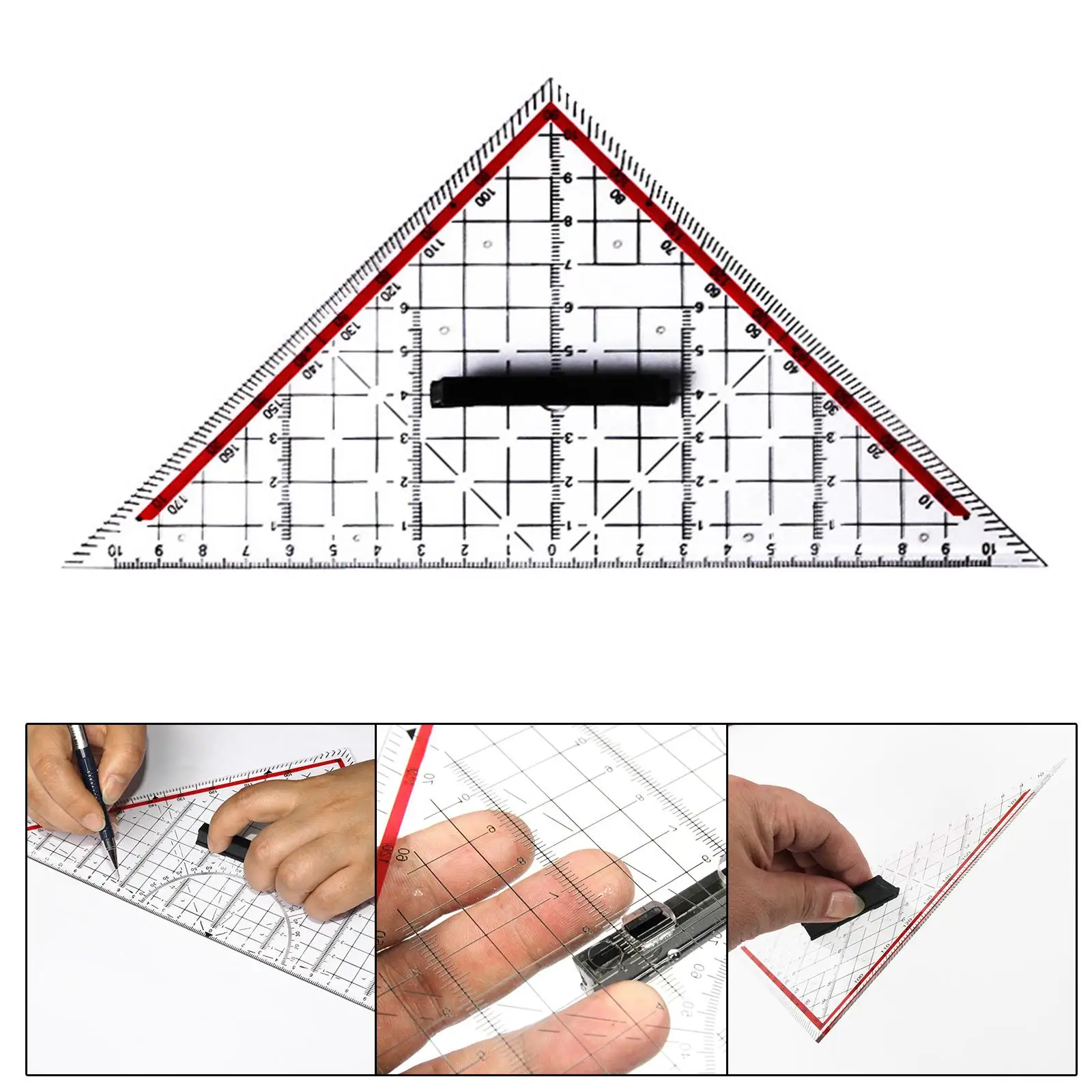 Triangle Ruler Multipurpose Lightweight 25cm Math Geometry Tool Measuring Ruler for Design Engineering Student Painting Workshop