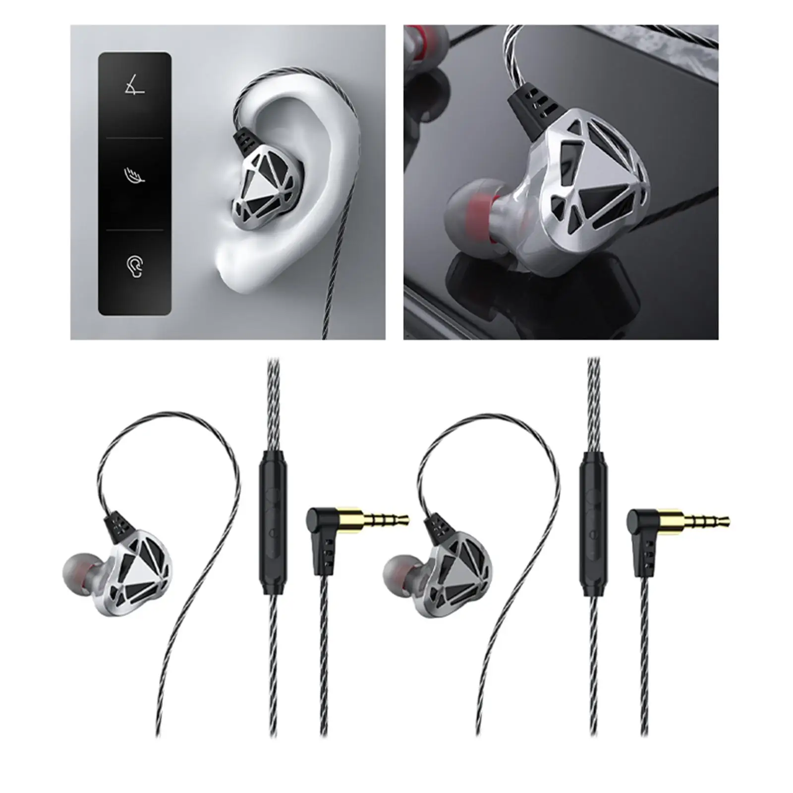 Earphones Wired 3.5mm Plug Jack with Mic Comfort wearing Sports Earbuds for Exercise Gym