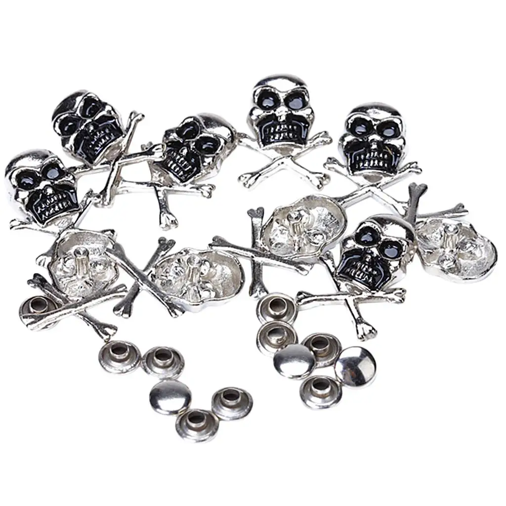 10 Sets of Eyelet Rivets with Skull Crosses, Eyelet Studs, Punk Leather Craft,