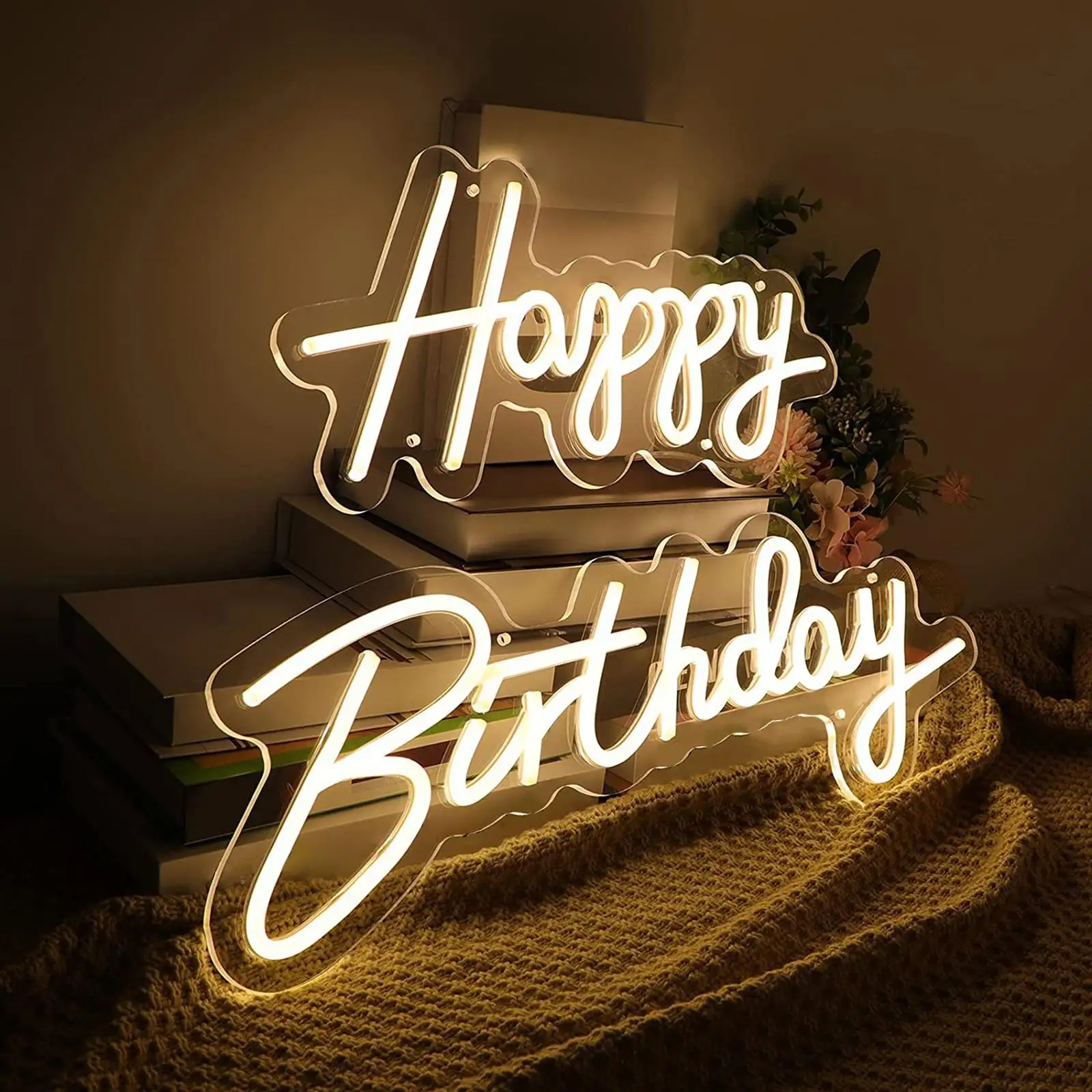 Happy Birthday Neon Sign Light up Sign Art Decor Light Party Engagement for Birthday Party Christmas Decorations Wall Decor Home