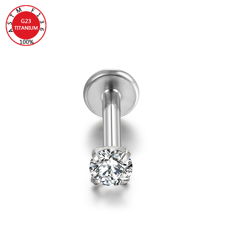 ASTM F136 Titan Zirkon Ohrstecker Labret Ohrstecker Lippenring Nasennagel Knorpel Helix Lappen Muschel Ohrringe Körperpiercing Schmuck – Detail 13