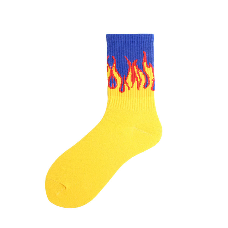 1 Paar Damenmode Hip Hop Hit Color On Fire Crew Socken Red Flame Blaze Power Torch Hot Warmth Street Skateboard Socken – Detail 9
