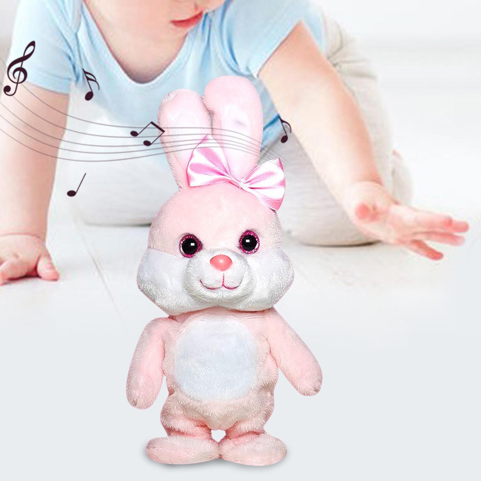 Cute Electric Plush Toy Rabbit Walking, Singing, Repeat Talk, and Recording for Home Decoration