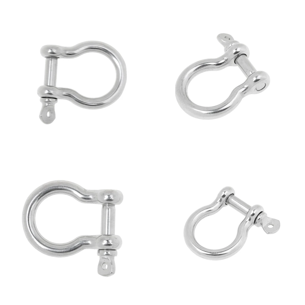 4pcs 6mm & 5mm Shackle Clevis D Ring & Pin Anchor Chain Rope Cable Rigging