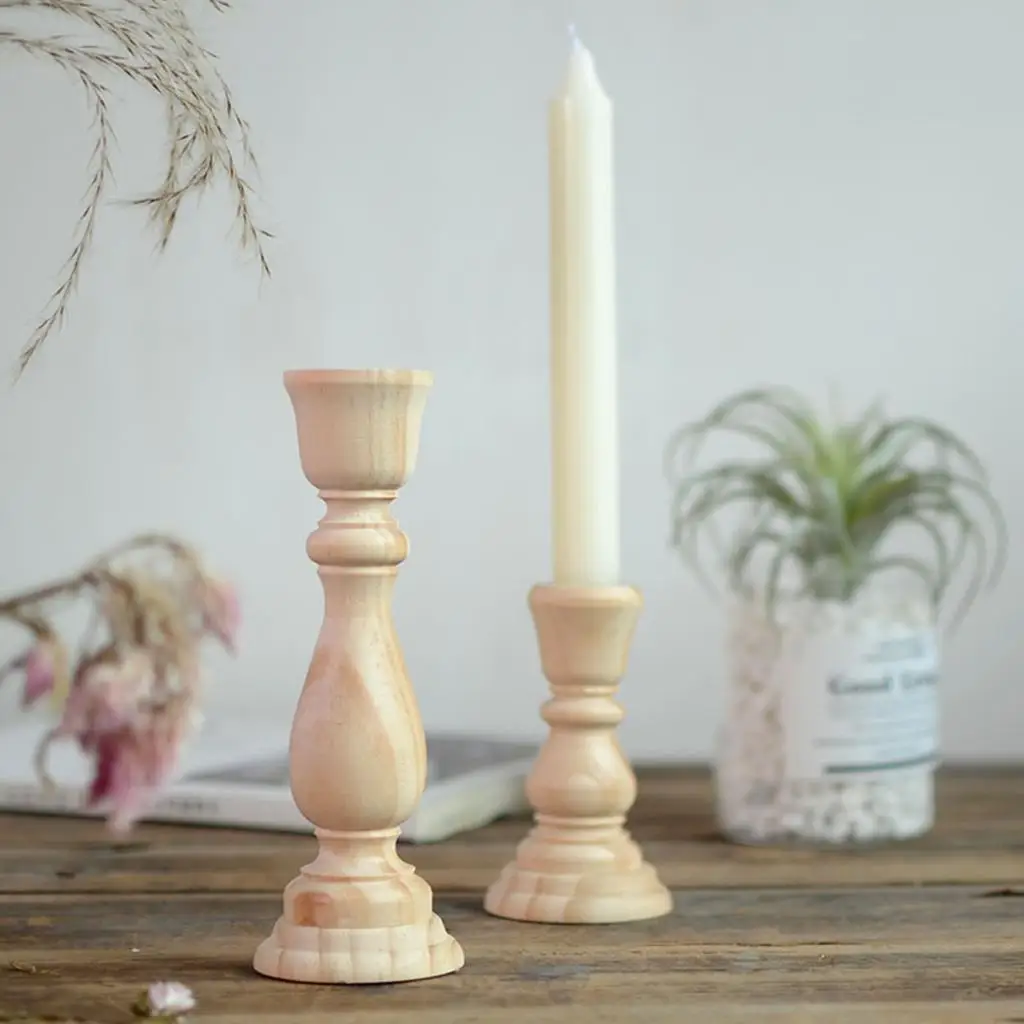 Rustic Blank Pillar Candle Holder Candlestick Centerpiece Living Room Dinner