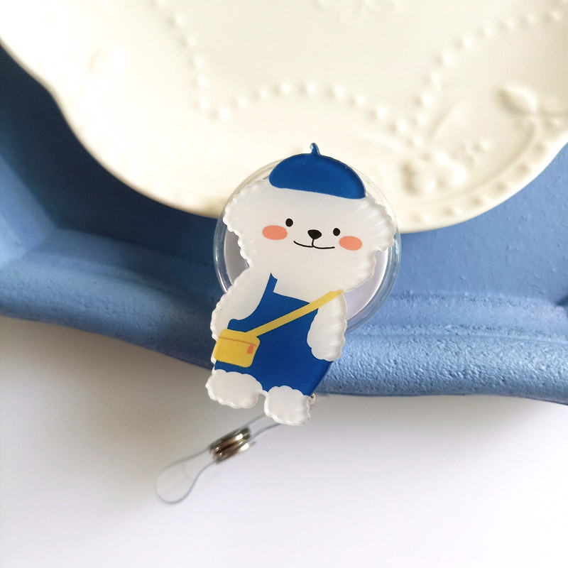 Neues Design, 1-teilig, ausziehbare Krankenschwester-Abzeichenrolle aus Acryl, niedlicher Anime-Häschenbär, Studenten-Namensschild, Ausweishalter, Schlüsselanhänger, Umhängeband – Detail 9