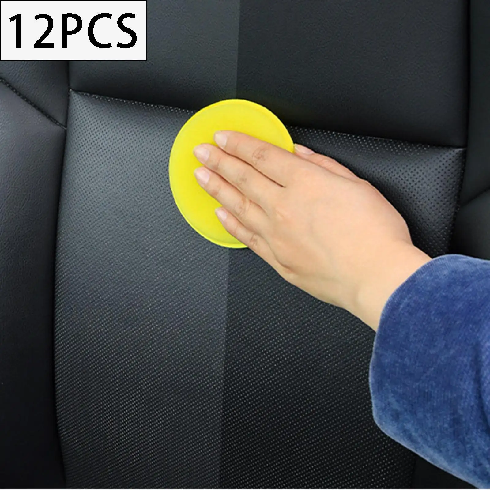 12 Pieces  Foam Sponge Buffing Kits Pressed Edge for Car Waxing