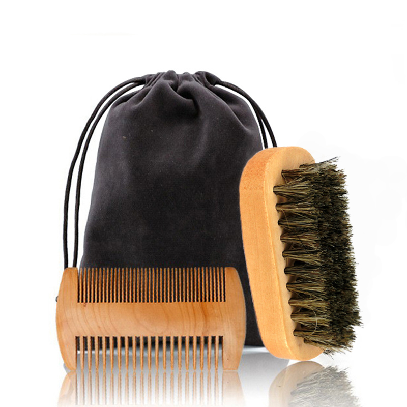 Best of Custom Logo Wood Beard Brush And Comb Set For Men Gift Mustache Care Tool Natural Boar Bristle To Comb Beards Reviews & Tips