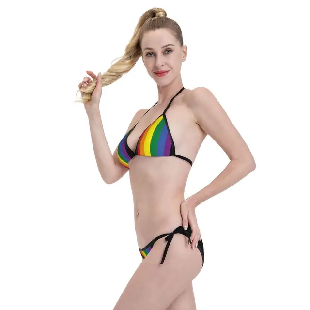 Frete Grátis PSD Mulheres Swimwear Beachwear Swimsuit Swim Shorts 3 Cores  Natação Flores Do Arco Íris Terno Salpico Suits Bikini Set De $57,67