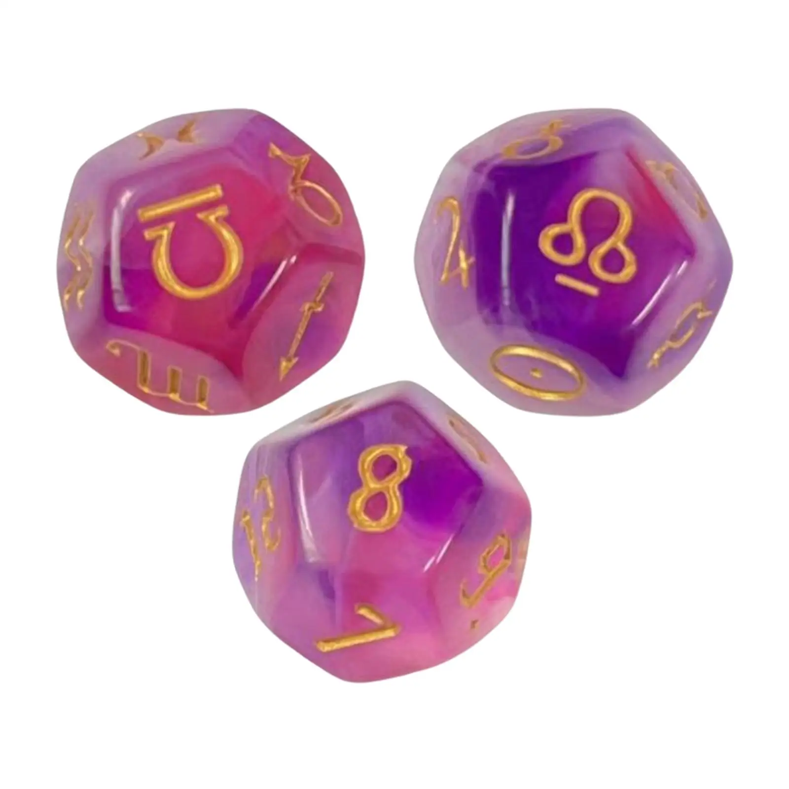 3Pcs D12 Acrylic Astrology Divination Dice Constellation Divination Dice for Role Playing Table Games Tarot Card Fortune Telling