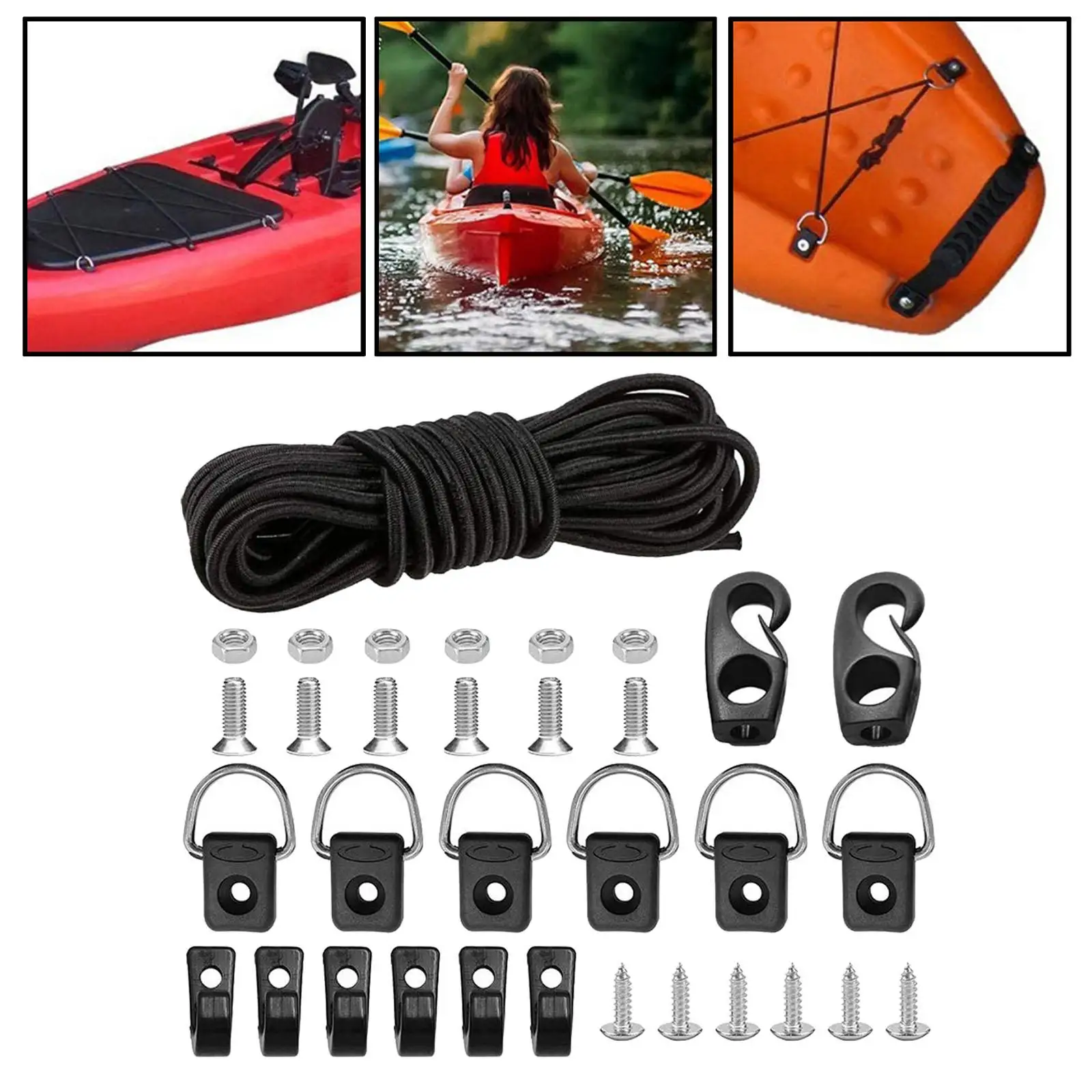 Kayak Deck Rigging Kit D Rings 8.  Cord for Fishing Accessories