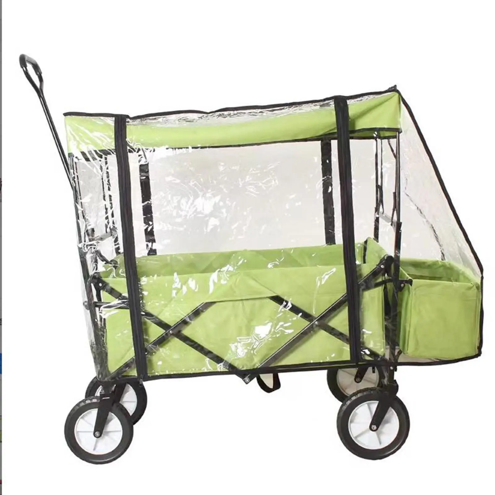 Push Pull Wagon Rain Cover Clear Trolley Cart Cover for Outdoor Garden