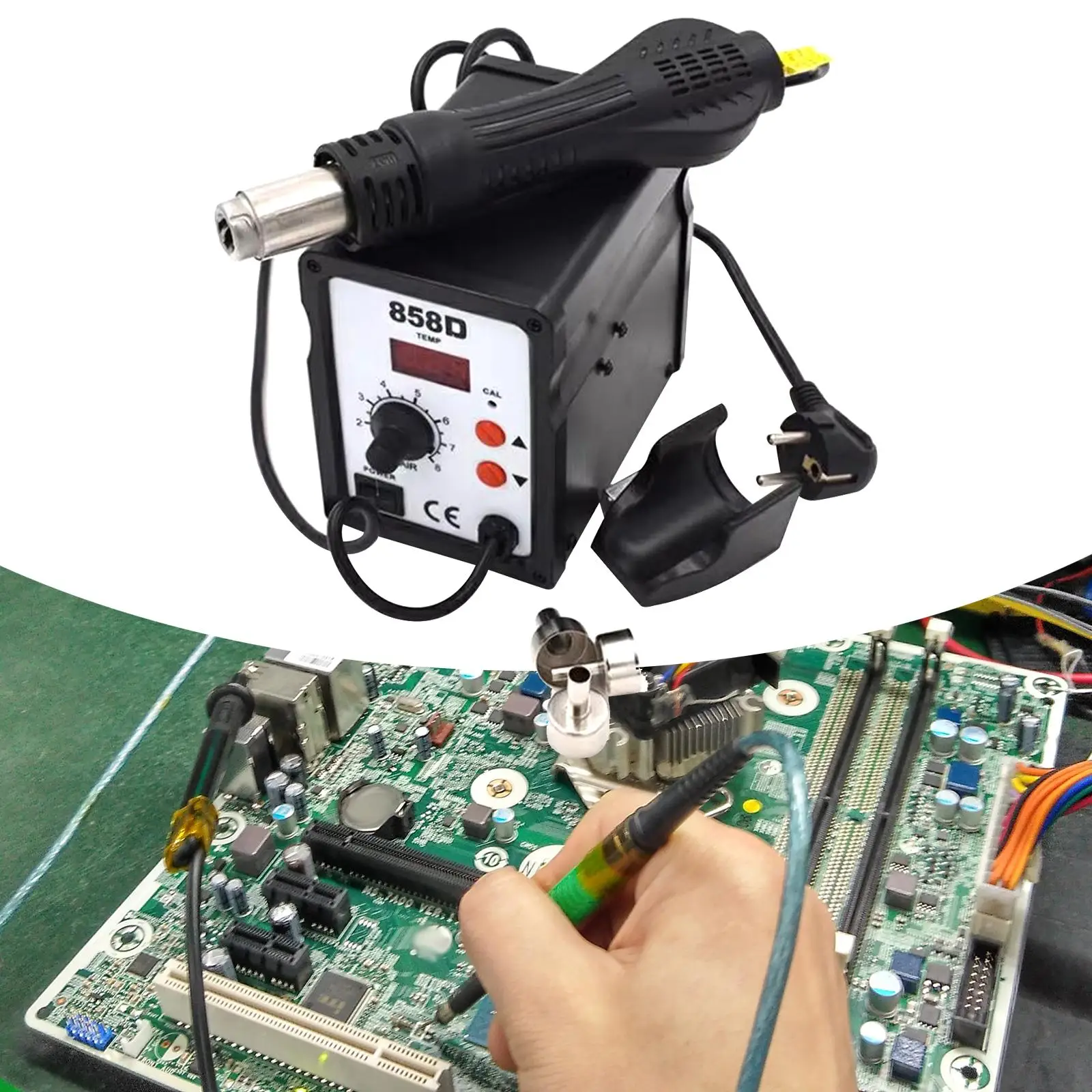 Hot Air Reflow Adjustable Soldering Replacing Nozzle Fast Heating Adjustable 858D Hot Air Reworks Station for Repairing Phone