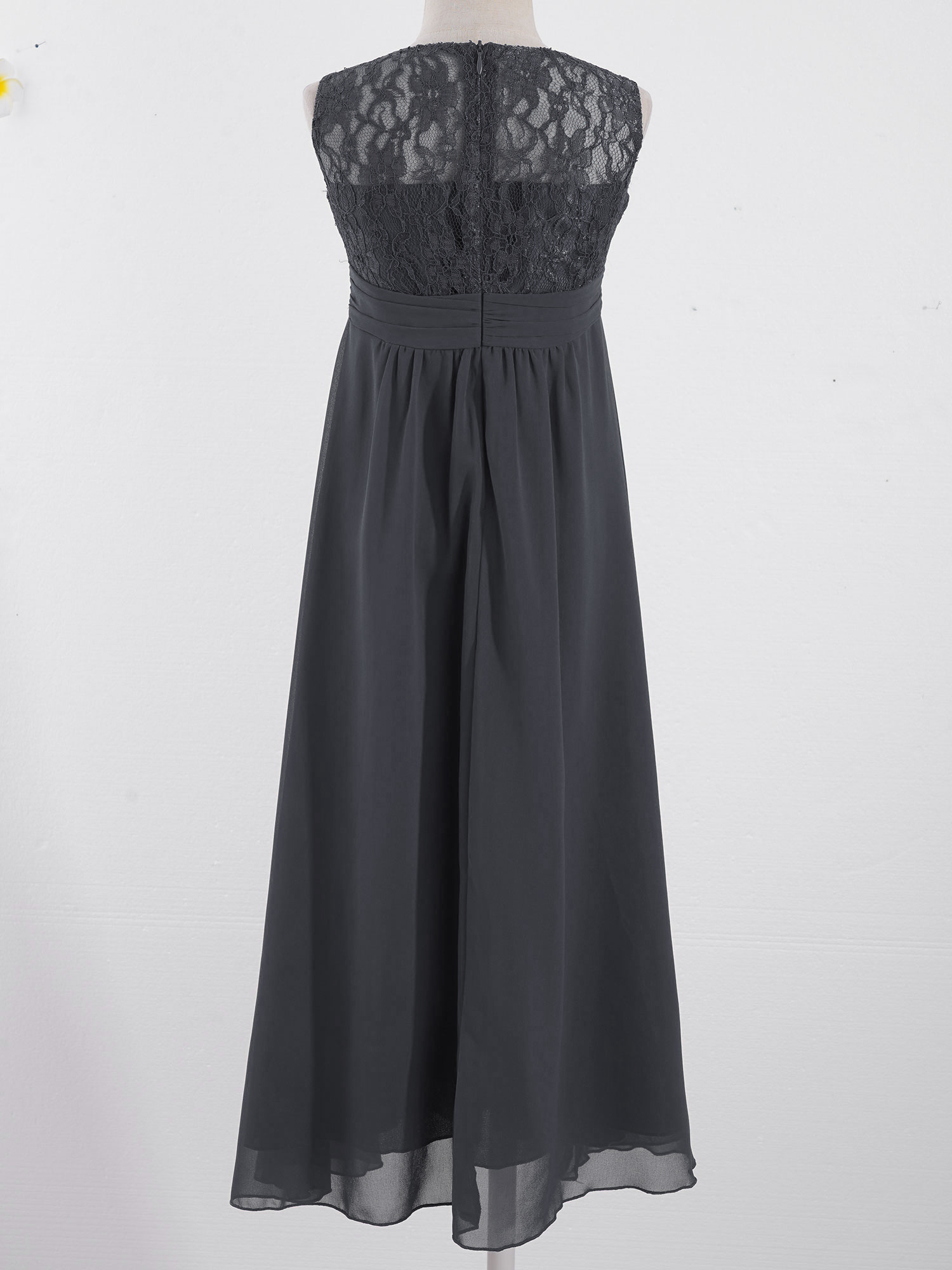 4-16Yrs Mädchen Ärmellosen Chiffon Spitze Party Kleider Blume Mädchen Kleid Pageant Hochzeit Brautjungfer Geburtstag Prinzessin Maxi Kleid – Detail 13