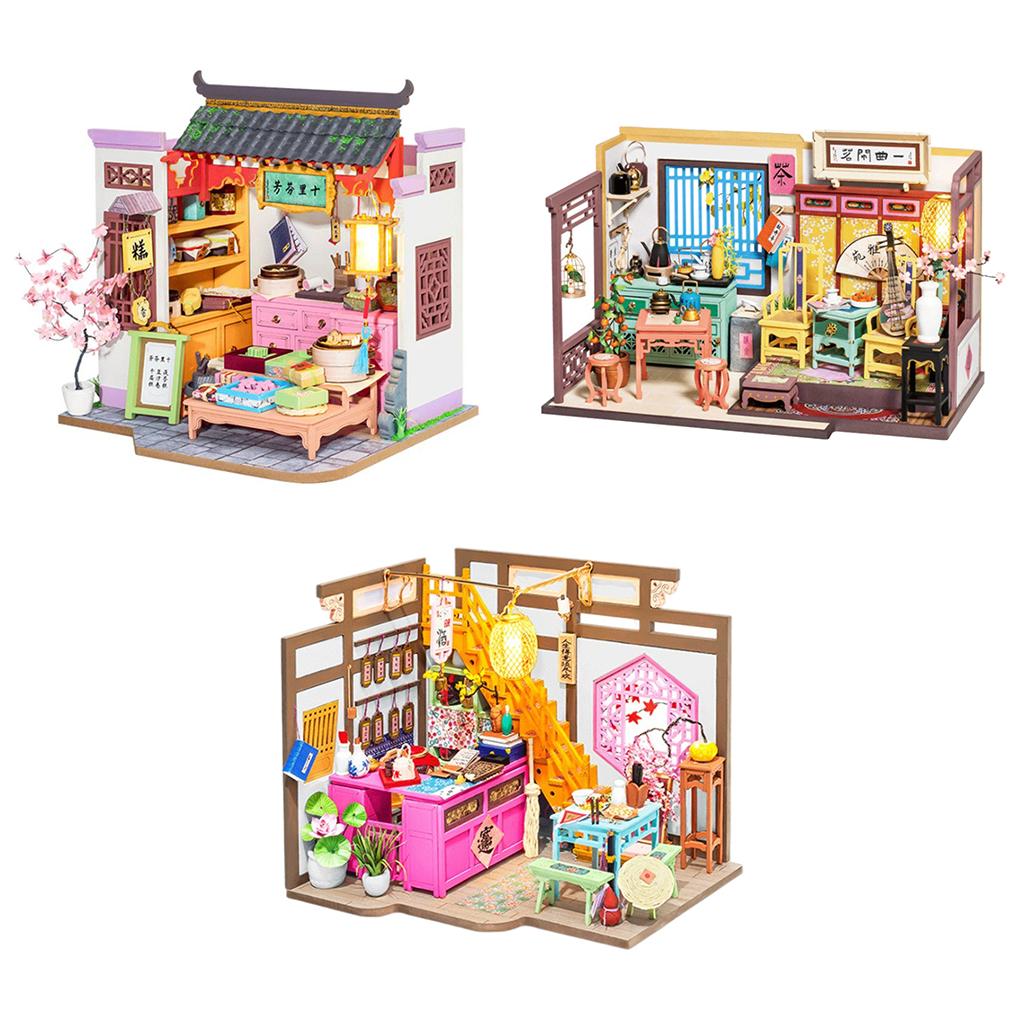 DIY Handcraft Miniature Dollhouse Creative Room with Realistic Furniture Kit House Wooden Creative Shop 3D Puzzles for Girls