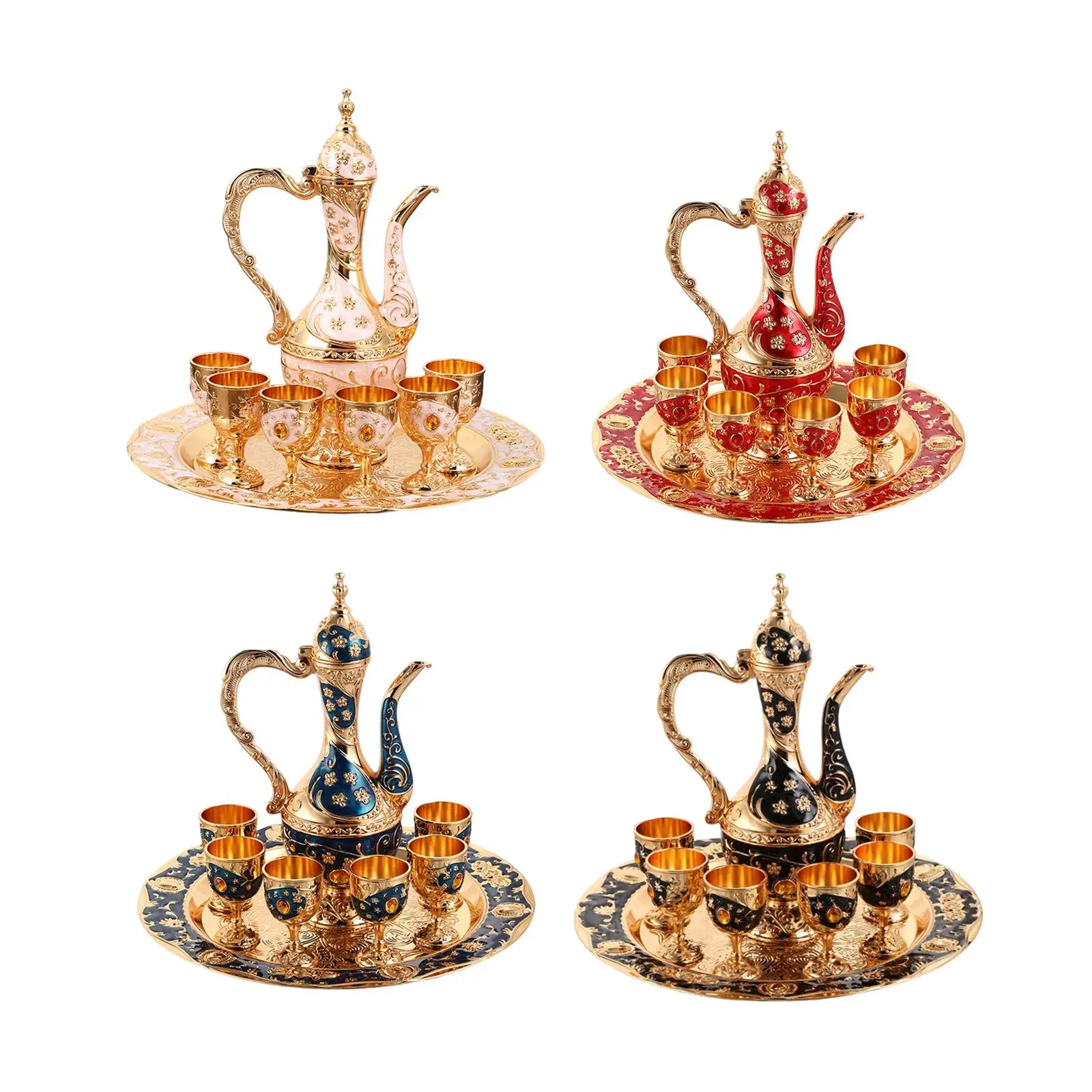 Tea Pot Set with Drinking Cups Set Home Art Crafts for Wedding Gift Tea Party