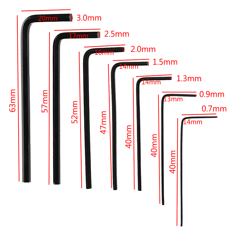 Nombre 3, Neues 7-teiliges 0,7-3-mm-Mini-Sechskant-Inbusschlüssel-Set für Schraubenschlüssel, Schraubendreher