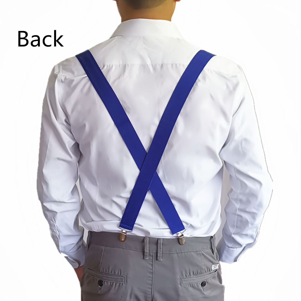 3.5 cm Wide Solid Color No Cross Suspenders Men 4 Strong Clips Women Suspender For wedding Party Trouser Braces