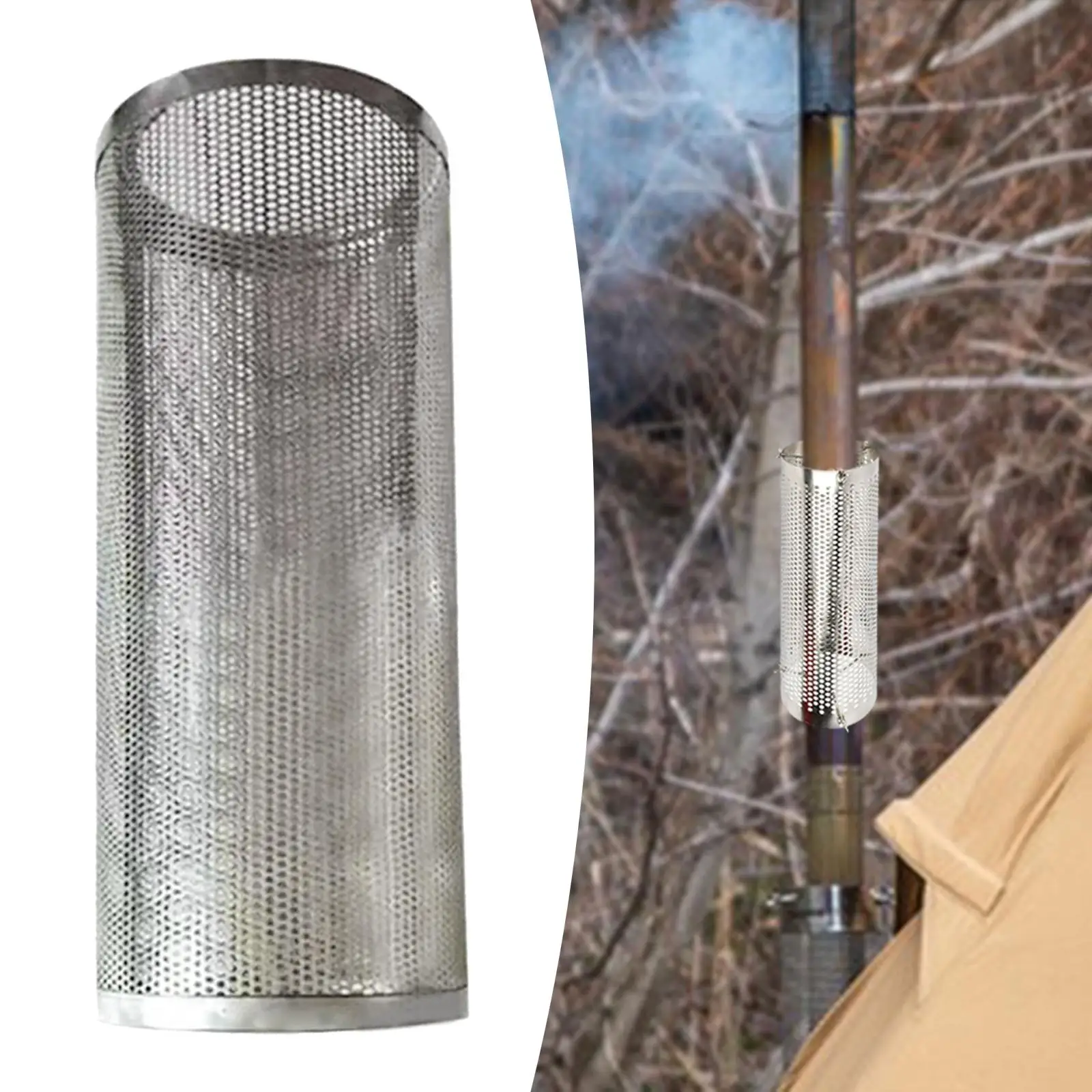 Chimney Spark Arrestor Durable Heat Resistant Stove Pipe Mesh Chimney Tube Filter Screen for Winter Heater Camping Furnace