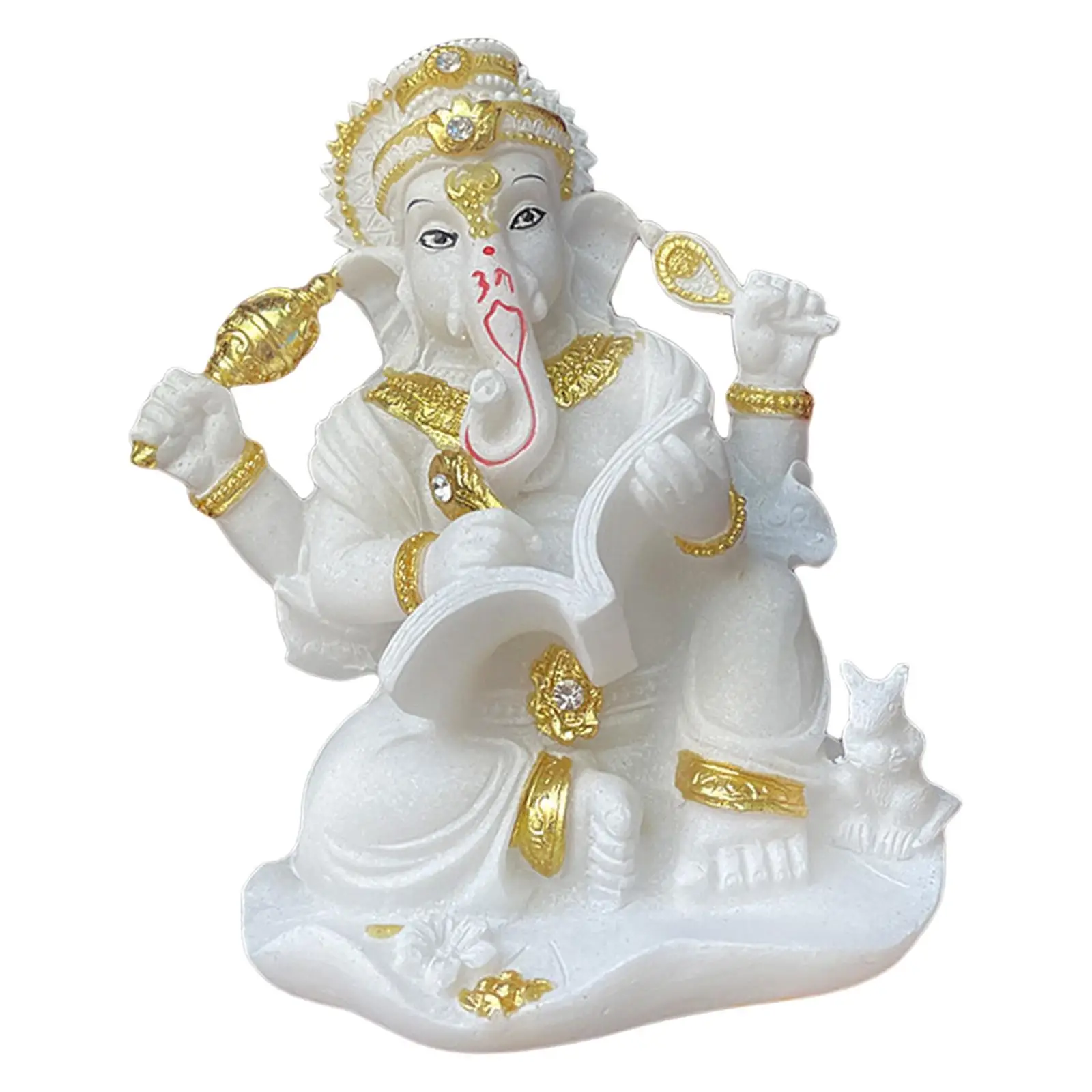 Lord Ganesha Statue Standing Elephant God Resin Indian Decoration Sculpture Ornament for Home Decor Collectible Meditation Car