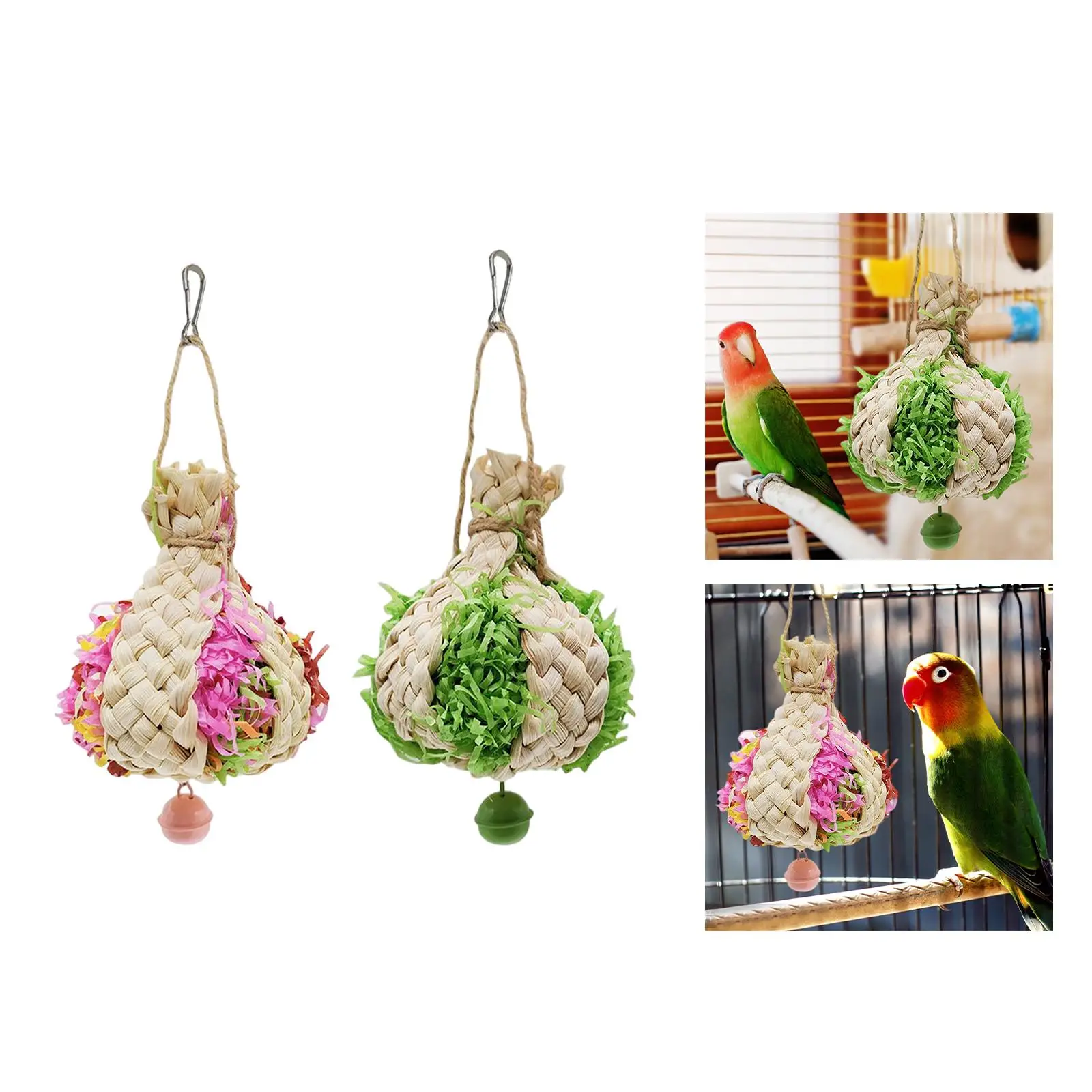 Natural Parrot Shredder Toy Bite Resistant Cage Accessories Entertaining Colorful Lightweight Bird Chewing Toy for Training Toy