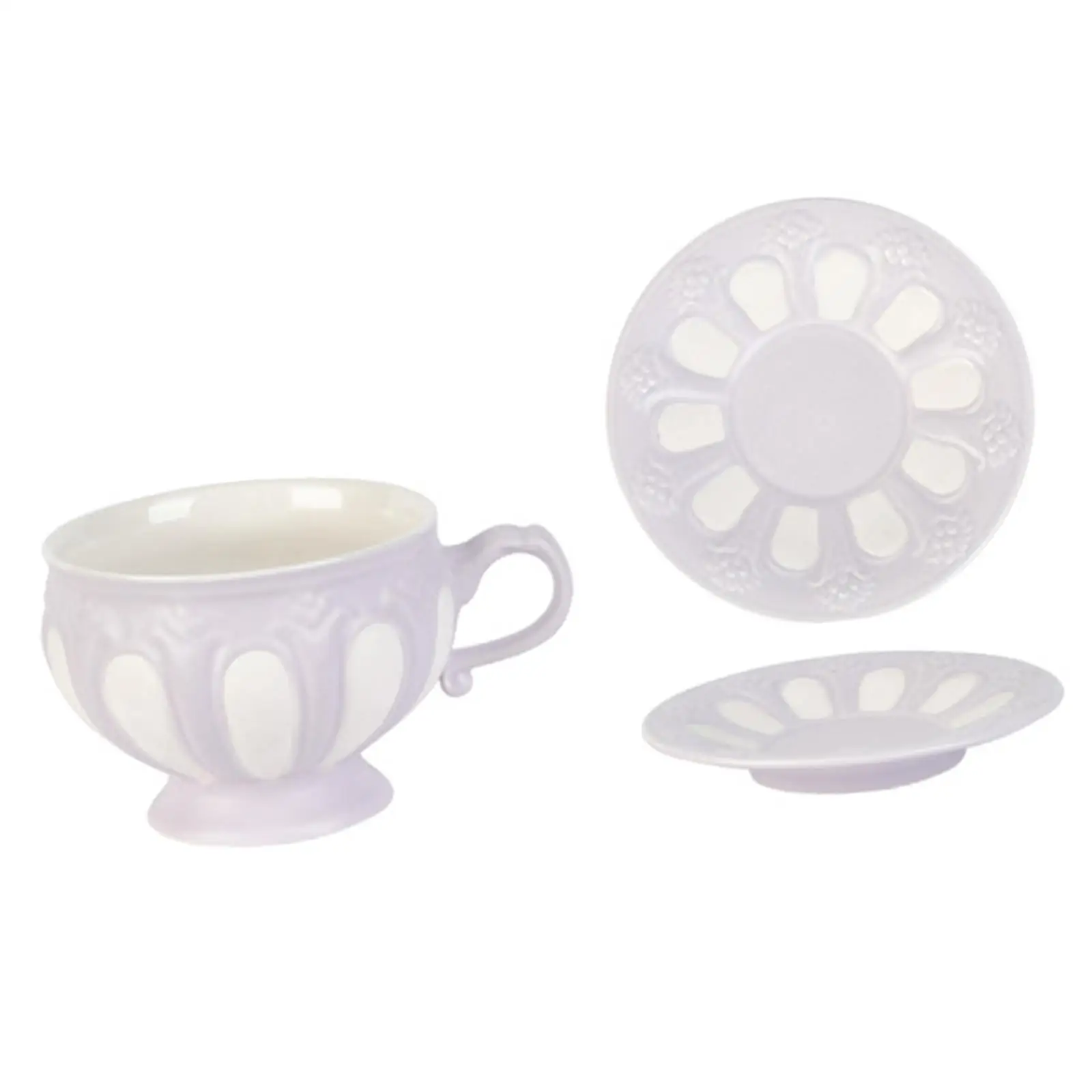 Tea Cup and Saucer Set Coffee Cup Afternoon Tea Set Tea Cup 3D Pattern Retro Ceramic Coffee Cup for Tea Hot Chocolate Latte Milk