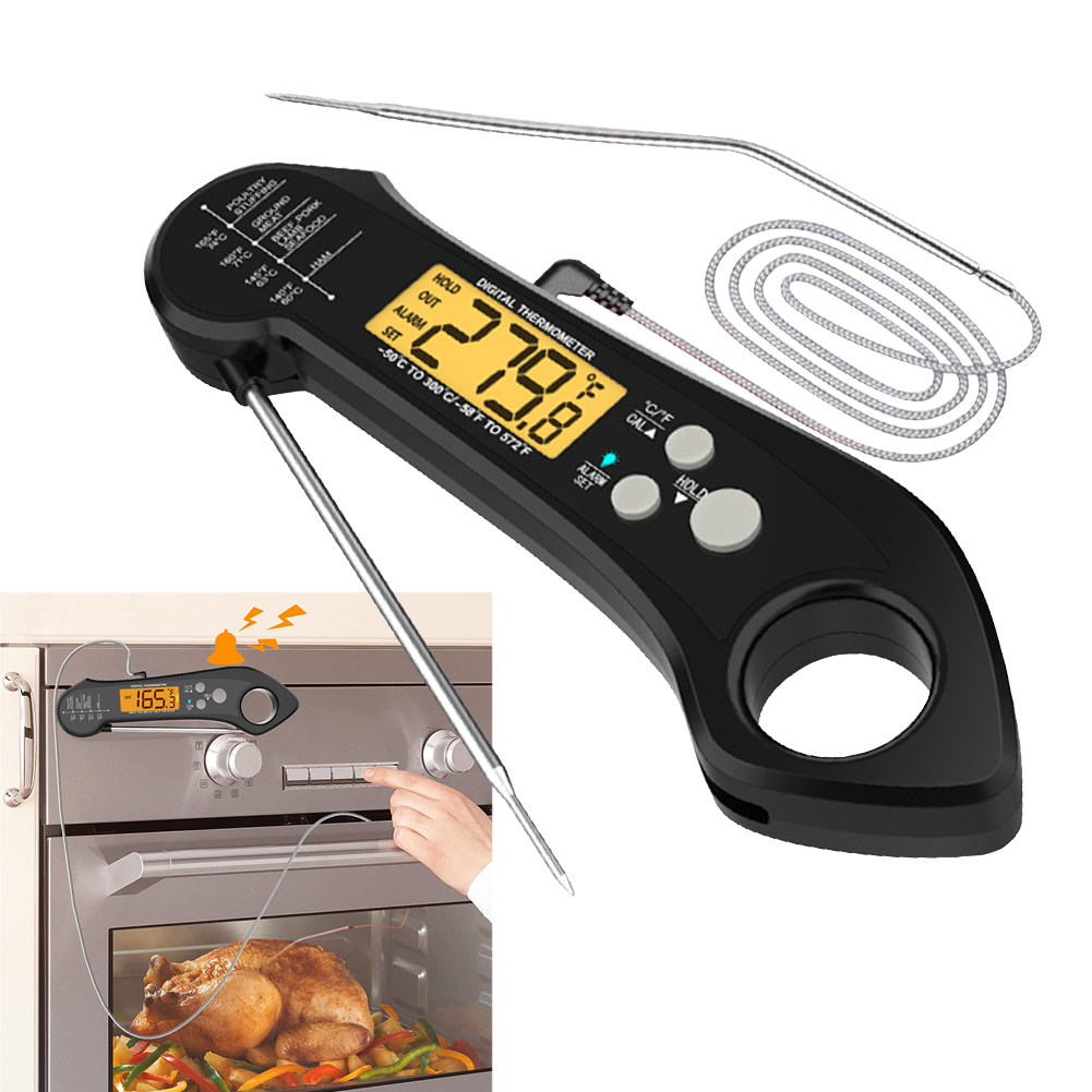 Meat Thermometer On For Cooking With External Probe Foldable
