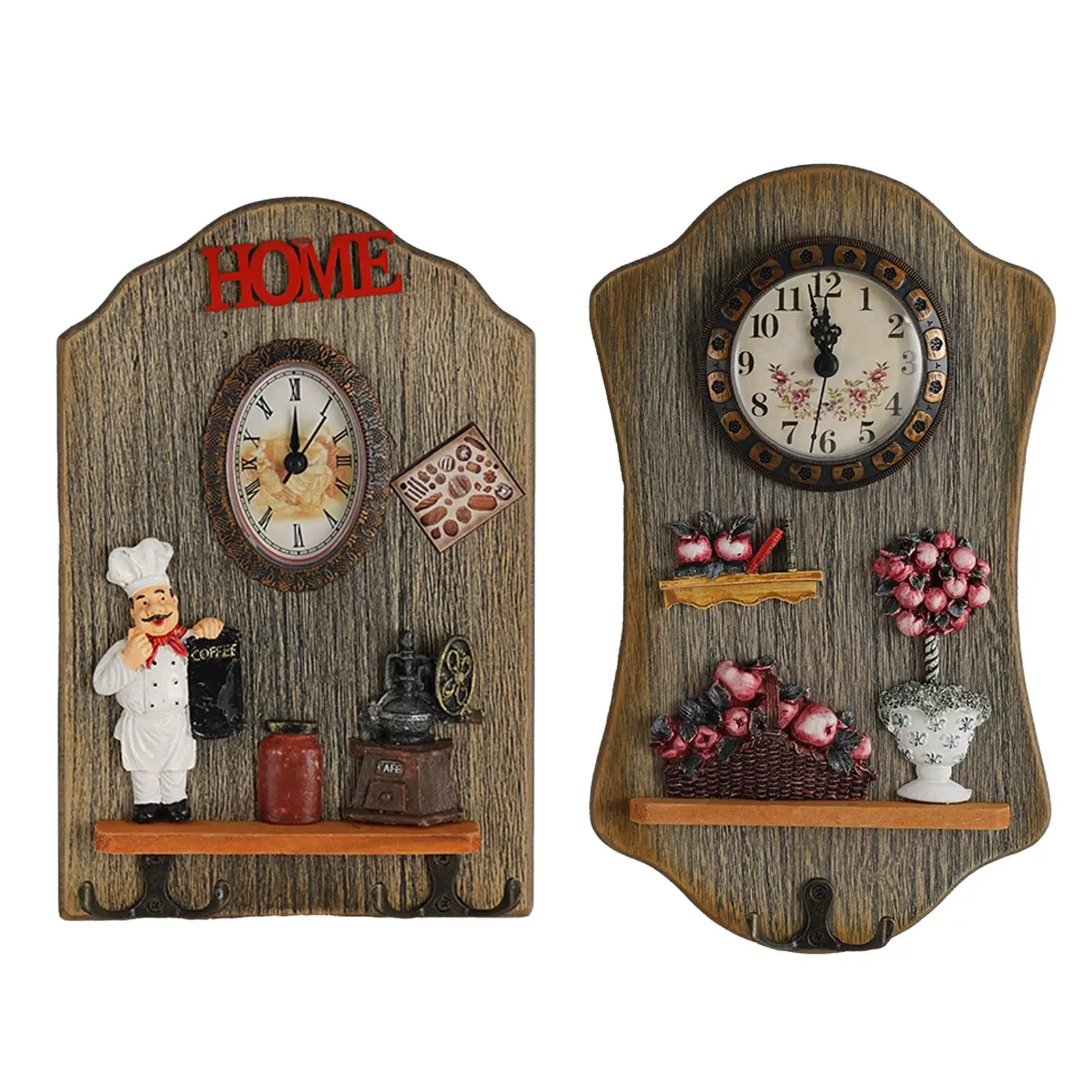 Rustic Wall Clock, Creative Hanging, Collectable Ornament Clocks for Kitchen Decoration Gift