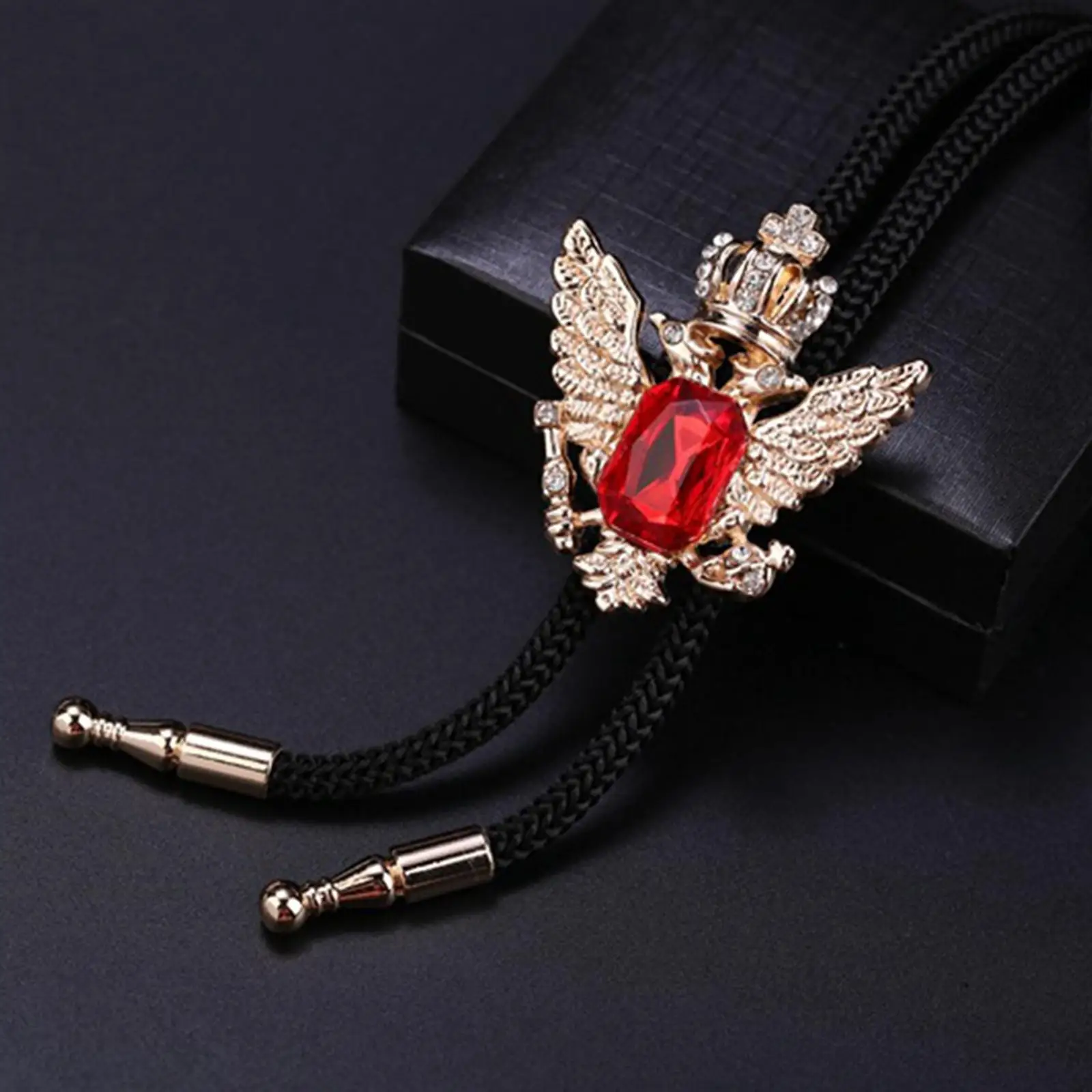 Double Headed Eagle Rhinestone Pendant Bolo Tie, for Holidays Christmas Halloween Costume Accessories