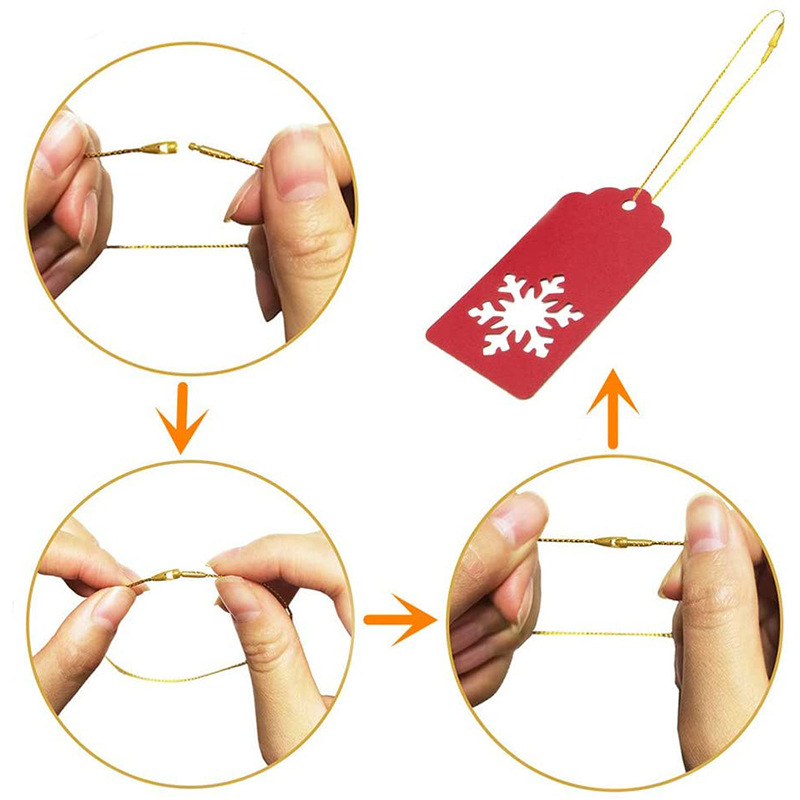 100Pcs 20CM Tag Seile Weihnachten Baum Ball Ornamente Aufhänger String Band Haken Vorgeschnitten Mit Snaps Locking Für weihnachten Label Lanyard – Detail 4