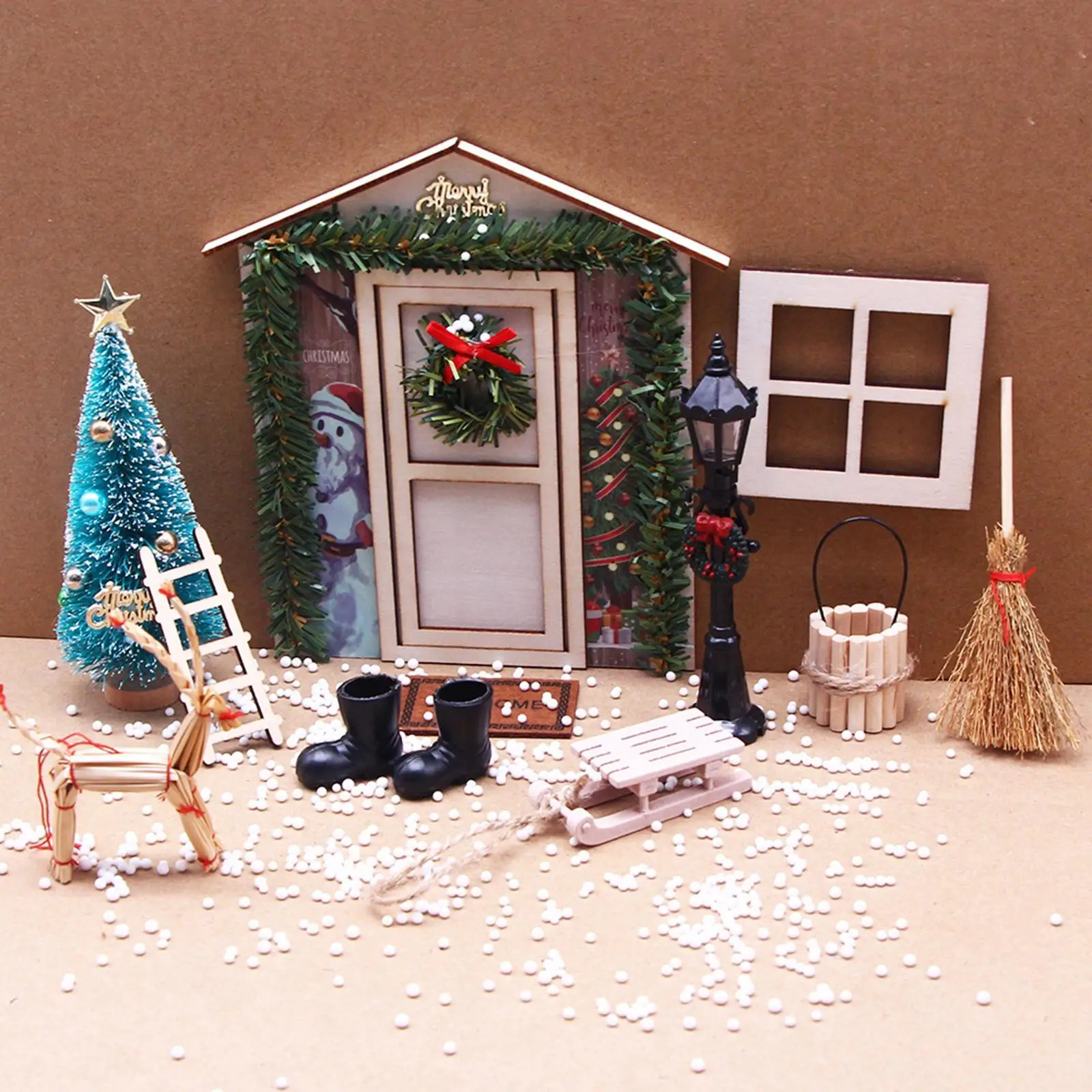 Mini Wooden Door Accessories Miniature Scene DIY Decoration Dollhouse Decoration Accessories