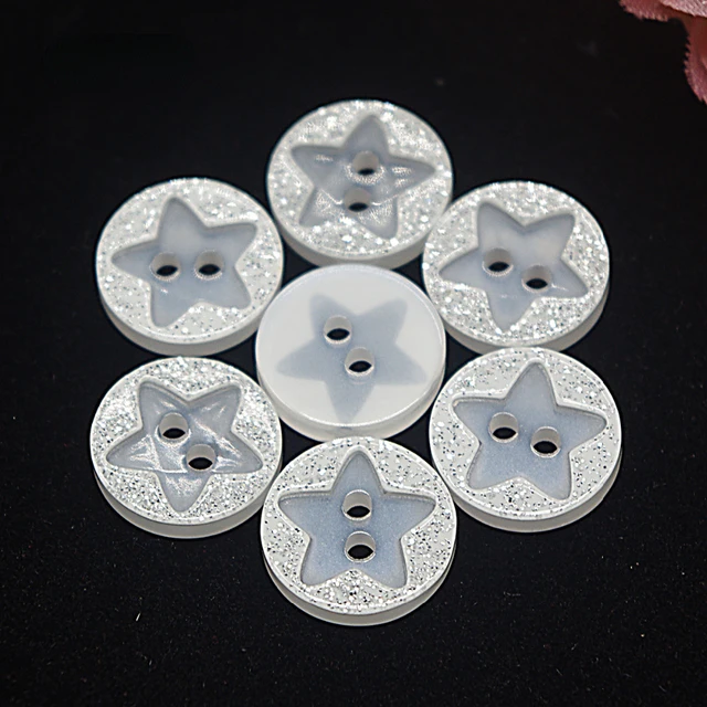 100pcs 13mm Resin Shiny Buttons Round Metallic 4 Holes Baby Sewing