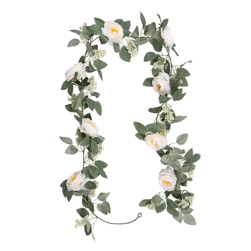Artificial Camellias Flowers Vines Hanging Greenery Vines Wall Hanging Flower for Home Wall Ceremony Party