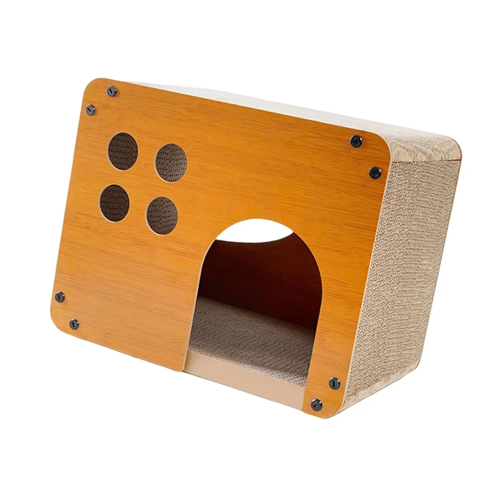 Pets Cave Corrugated Cardboard Breathable Compact Household Wooden Cat Dog House Sleeping Bed Kennel for Small Dogs Kitten Puppy