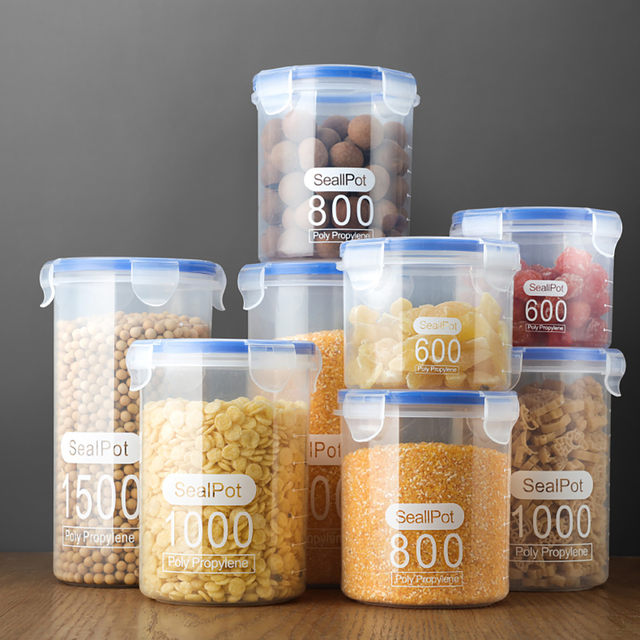 RuiKe Airtight Plastic Canister With Lids Food Storage Jar Square - Storage  Container With Clear Preserving Seal Wire Clip Fastening For Kitchen  Canning For Cereal,Pasta,Sugar,Beans,Spice 