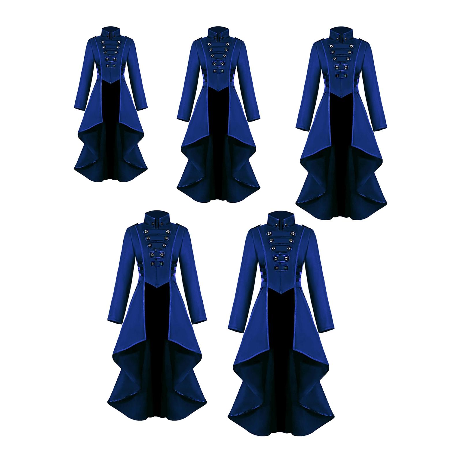 Retro Style Medieval Gothic Tailcoat Steampunk Trench Coat Irregular Hem Jacket Victorian Halloween Wedding Costume Outwear Suit