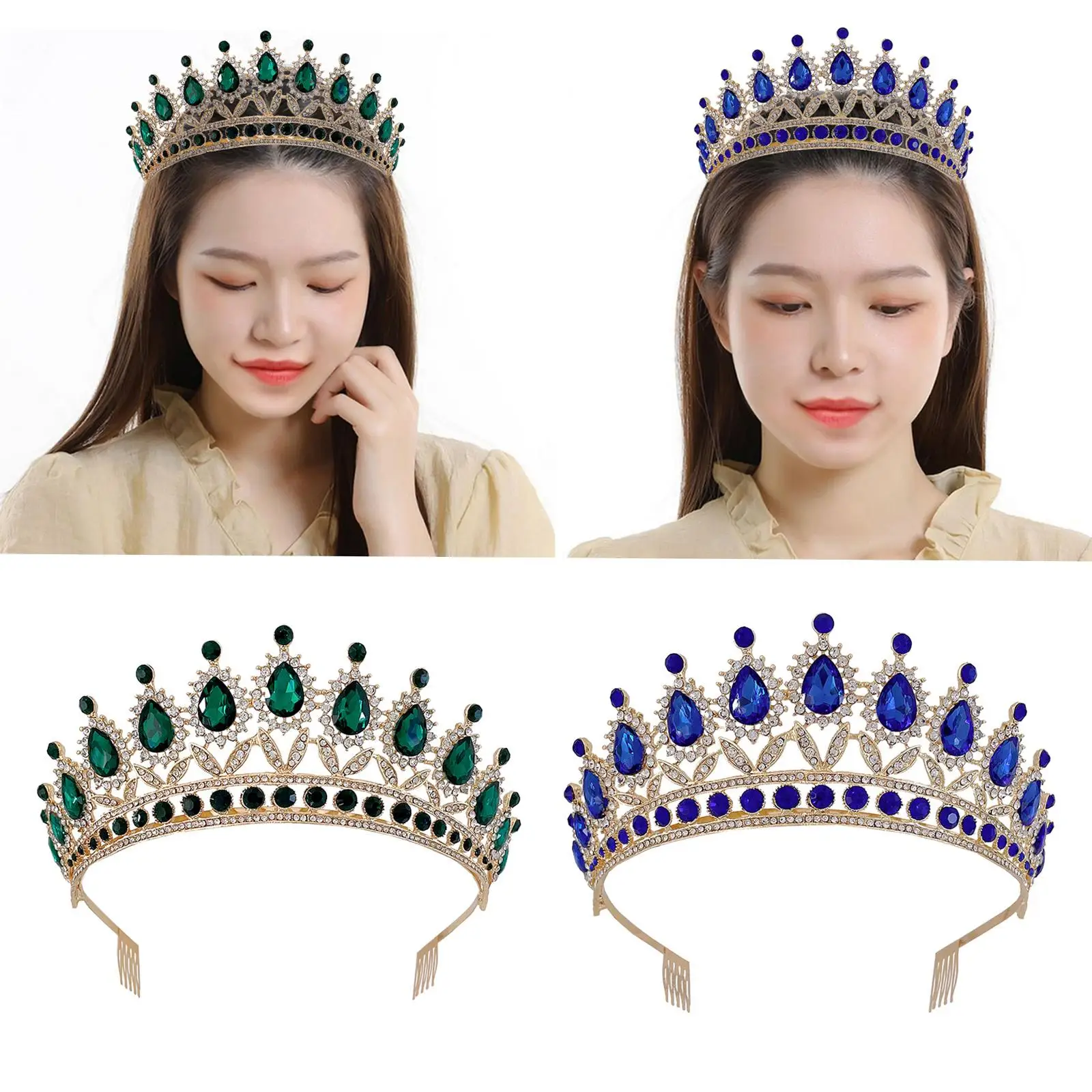 Rhinestone Tiara Headwear Gorgeous Shiny Vintage Style Headpiece Tiara Crown Tiara Crown Headband for Photography Props