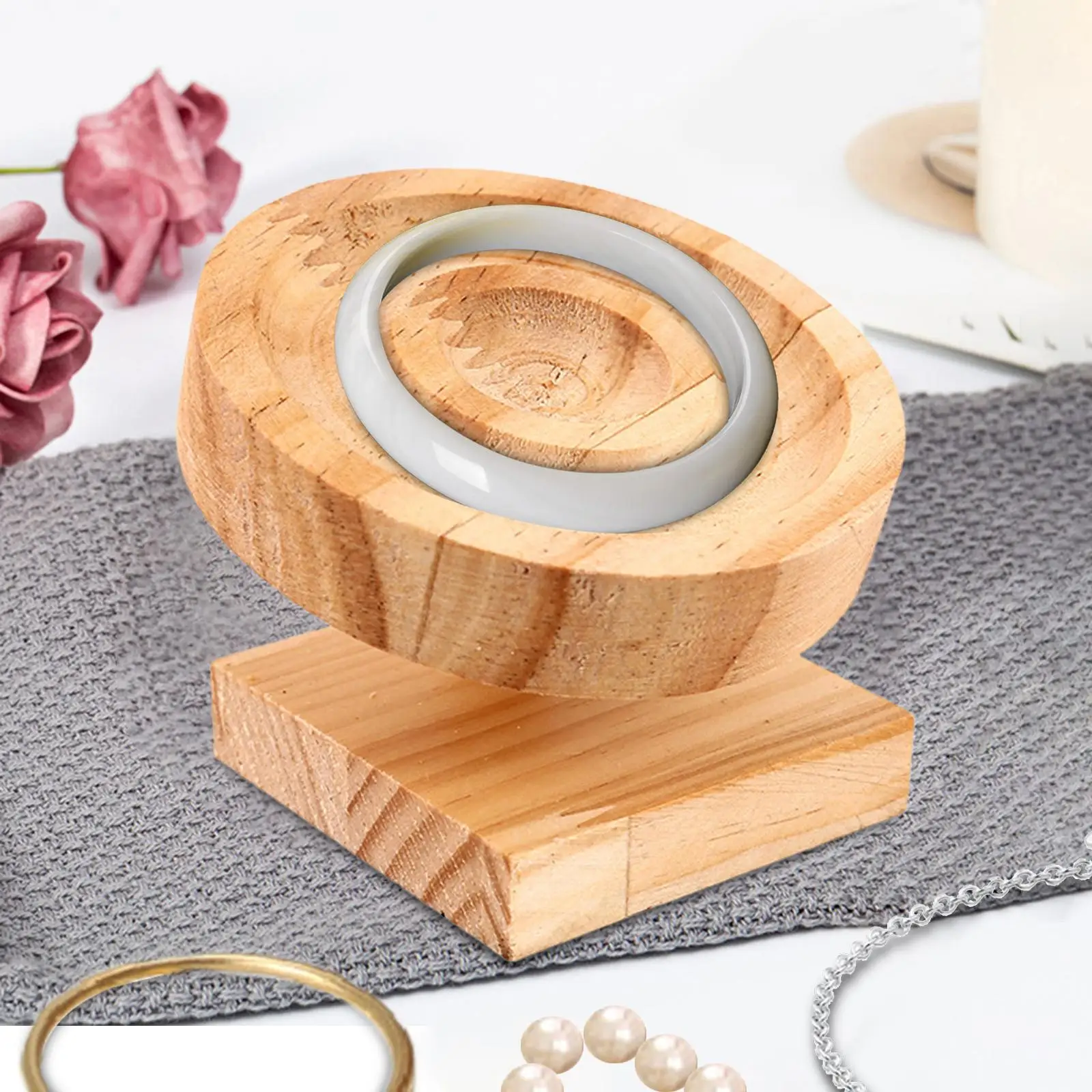Round Bracelet Bangle Display Tray Stand Birthday Gift Organizer Holder Wooden for Store Countertop Shop Showcase Retail