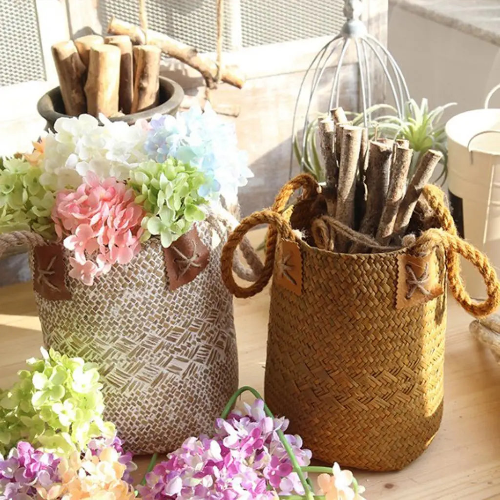 Natural Handwoven Bag Tote Shopping Picnic Basket Laundry Organizer 