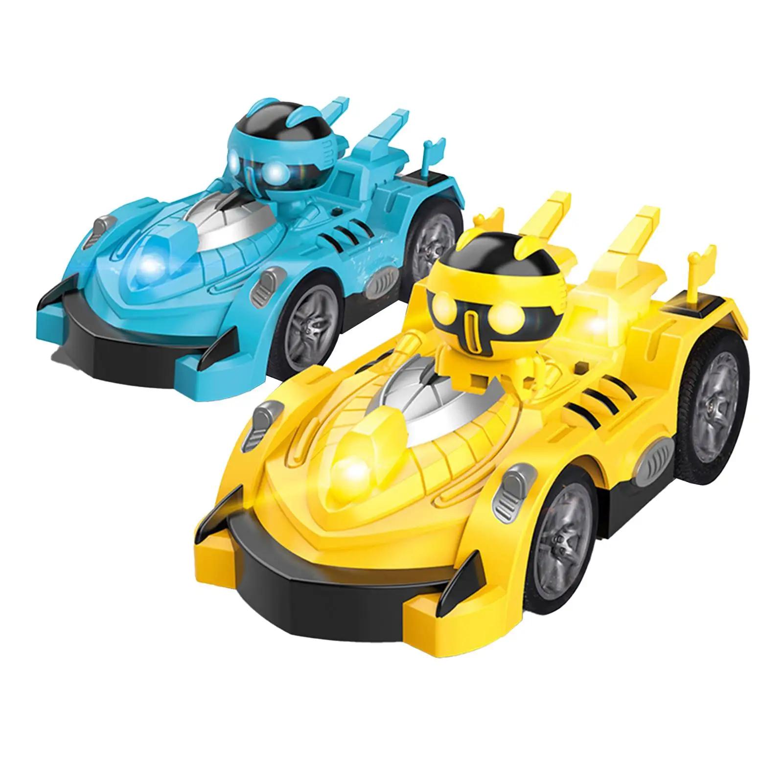 2 Pieces Remote Control Toys Bumper Car Pop-up Doll with Lights Parent Child Interactive Toy Rechargeable for Kids Christmas